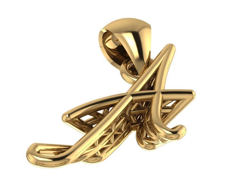 Alphabete letters pendant necklaces 2021 3D print model_3