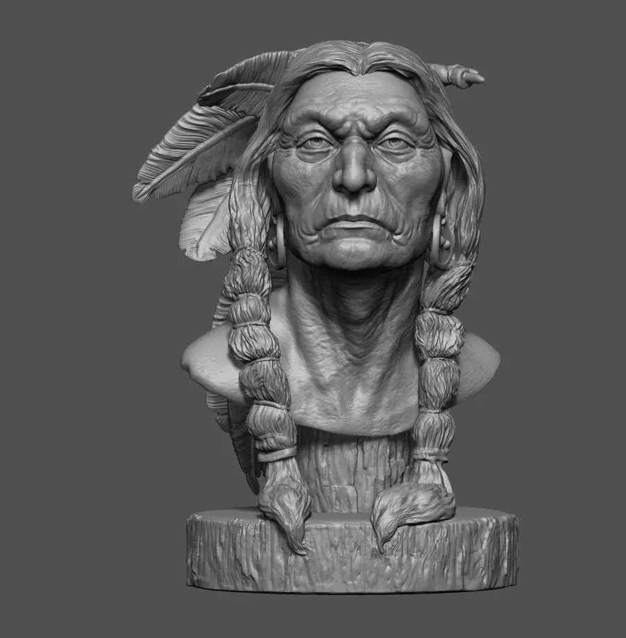 Native American Warrior Bust 3D print model_0