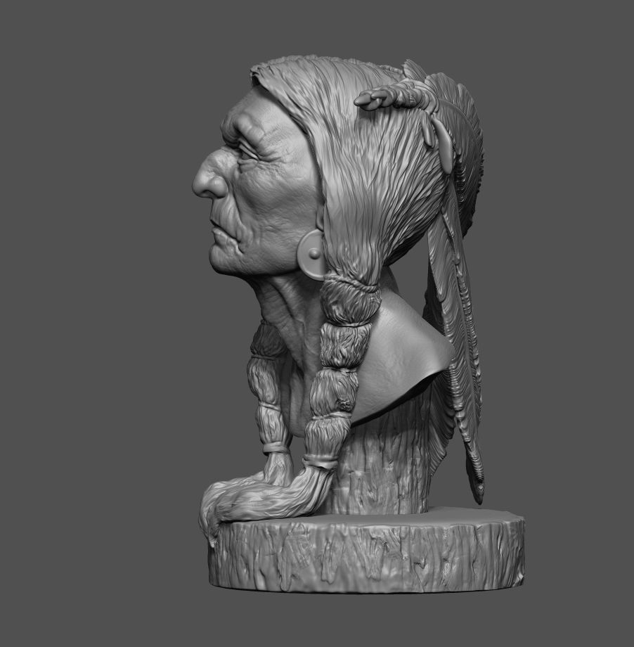 Native American Warrior Bust 3D print model_4