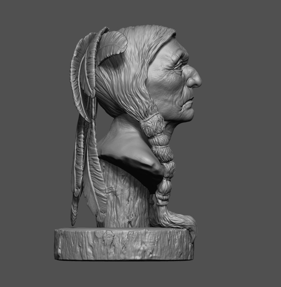 Native American Warrior Bust 3D print model_5