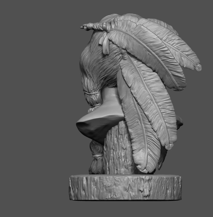 Native American Warrior Bust 3D print model_8