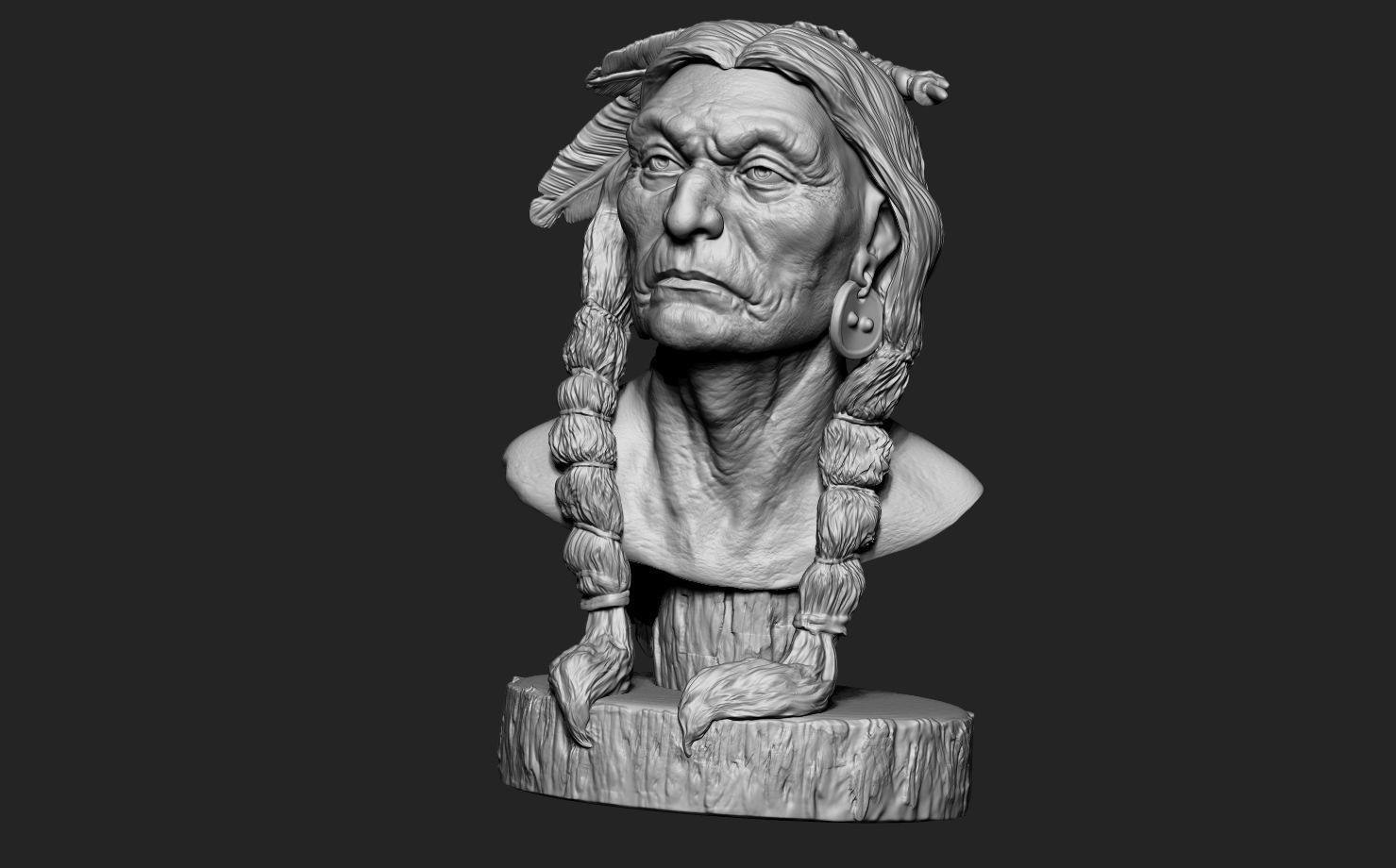 Native American Warrior Bust 3D print model_11