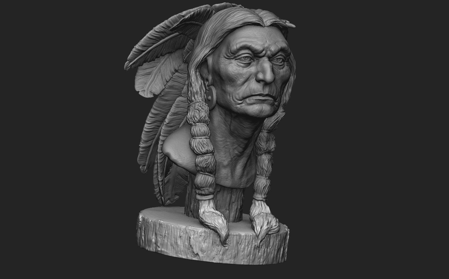 Native American Warrior Bust 3D print model_13