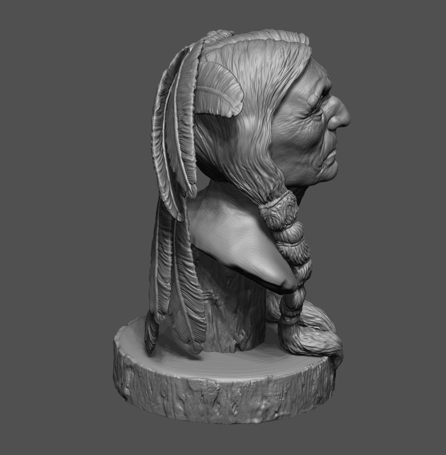 Native American Warrior Bust 3D print model_6