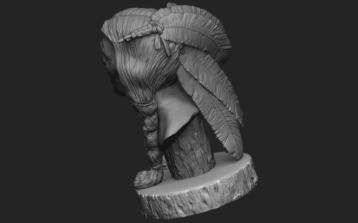 Native American Warrior Bust 3D print model_12