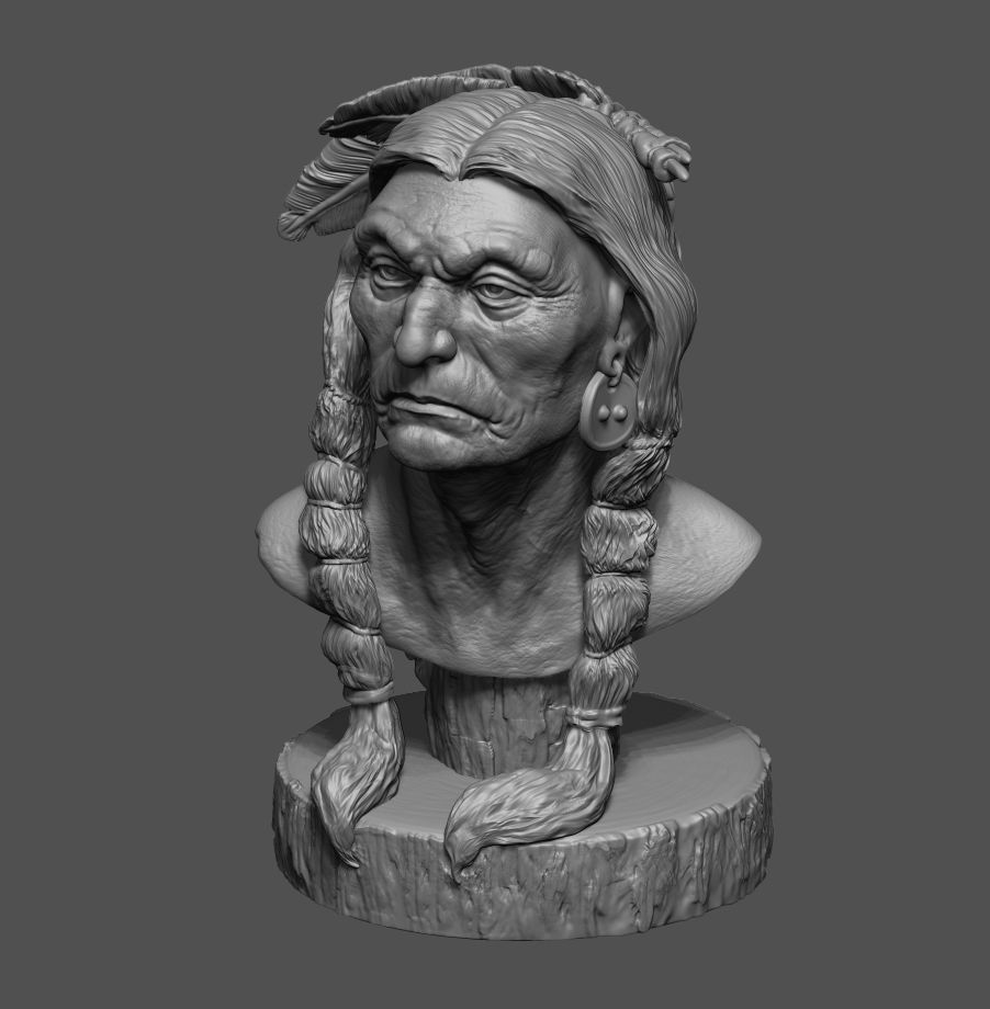 Native American Warrior Bust 3D print model_1