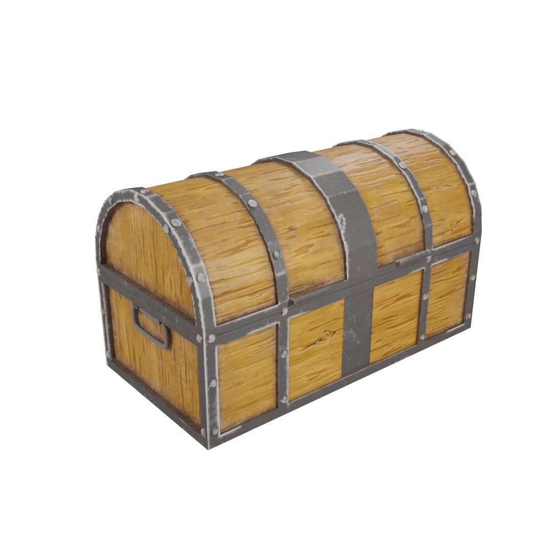 Chest low-poly 3d model wooden treasure Free low-poly 3D model_2
