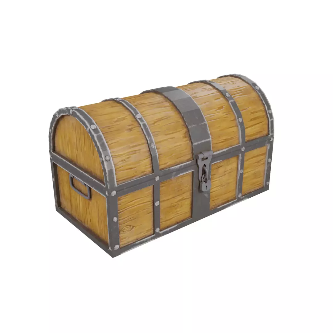 Chest low-poly 3d model wooden treasure Free low-poly 3D model_0