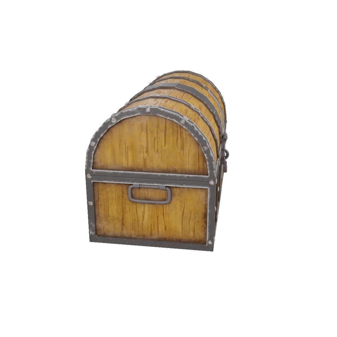 Chest low-poly 3d model wooden treasure Free low-poly 3D model_3
