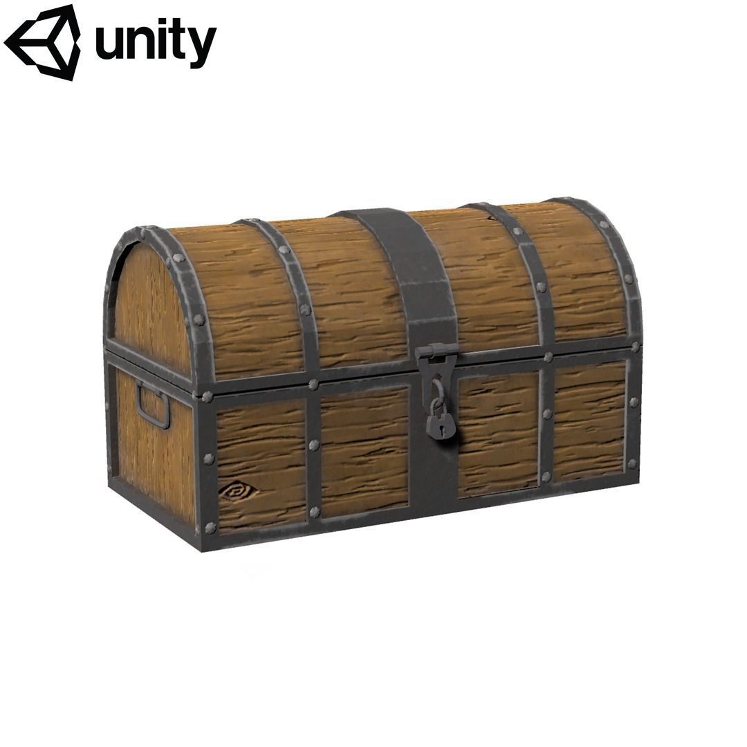 Chest low-poly 3d model wooden treasure Free low-poly 3D model_1