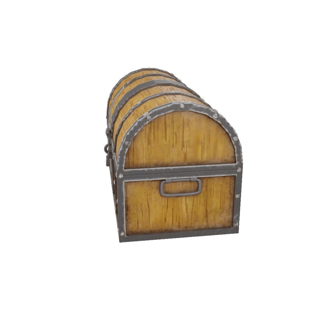 Chest low-poly 3d model wooden treasure Free low-poly 3D model_4