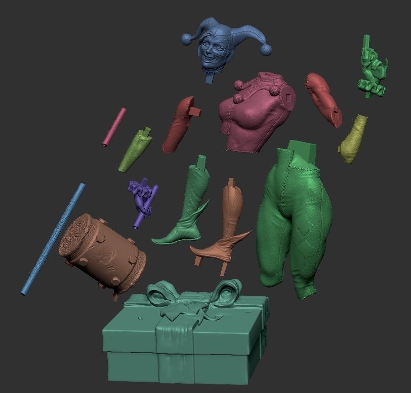 Harley Quinn 1-4 scale  statue 3D print model_3