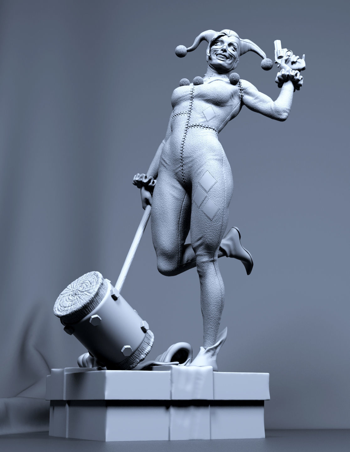 Harley Quinn 1-4 scale  statue 3D print model_1