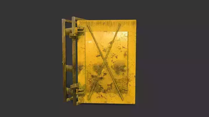 Old metal door with lattice and lock Low-poly 3D model Low-poly 3D model