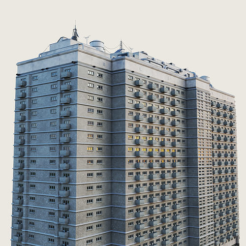 Building Skyscraper City Town Downtown Office Space Work Street Low-poly 3D model