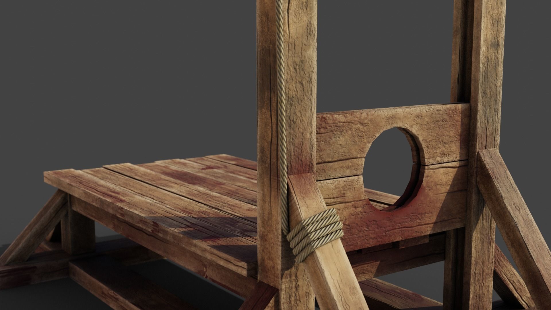 Medieval Guillotine Game Ready PBR Low-poly 3D model_6