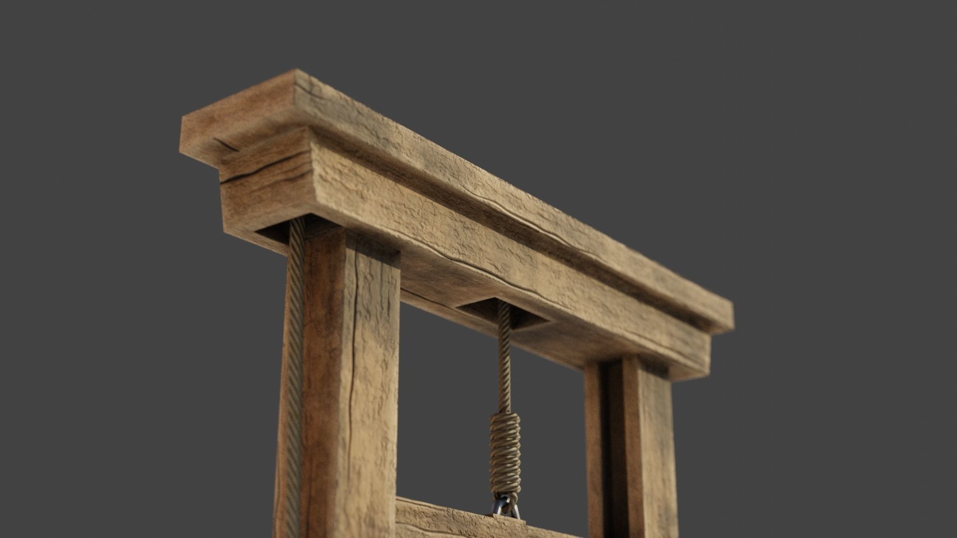Medieval Guillotine Game Ready PBR Low-poly 3D model_10