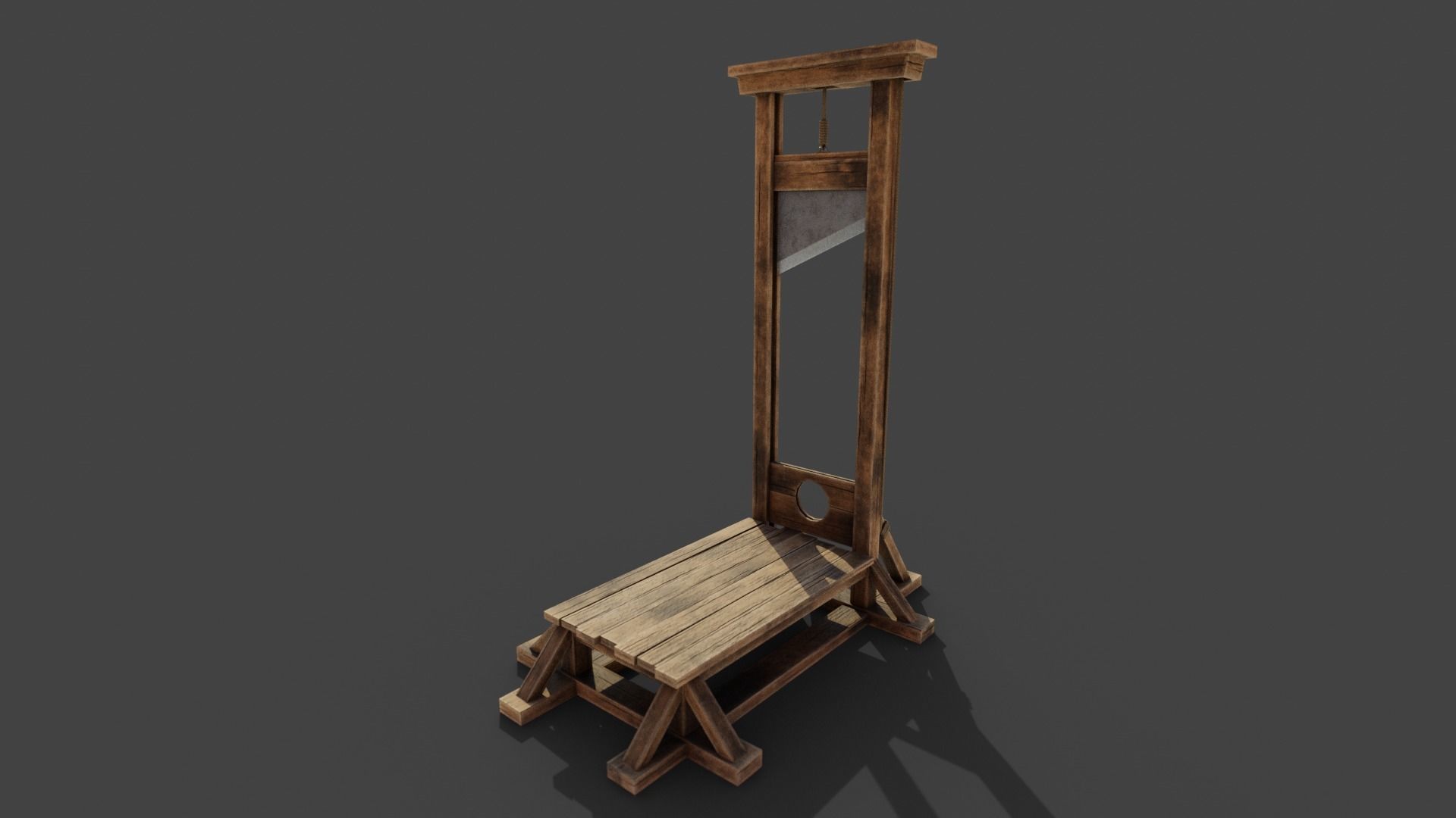 Medieval Guillotine Game Ready PBR Low-poly 3D model_17