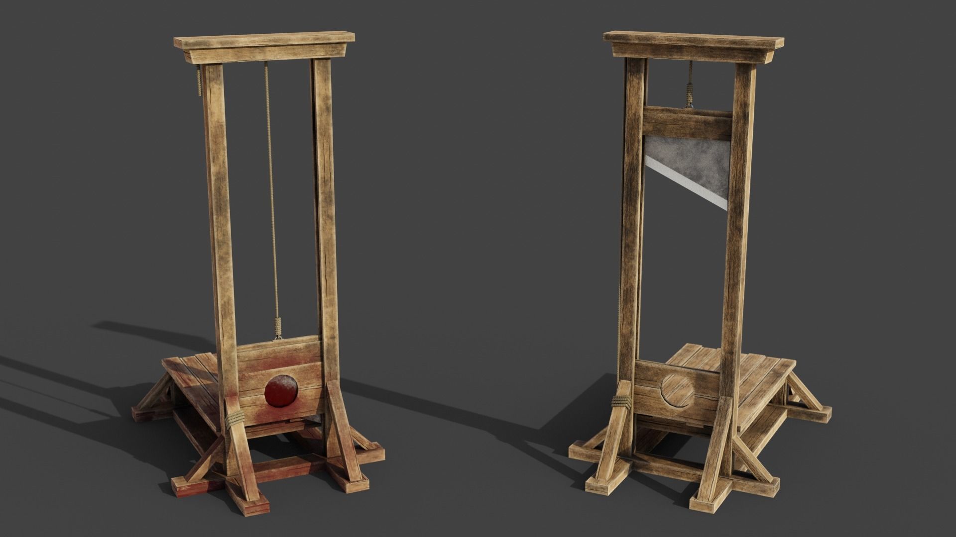 Medieval Guillotine Game Ready PBR Low-poly 3D model_1