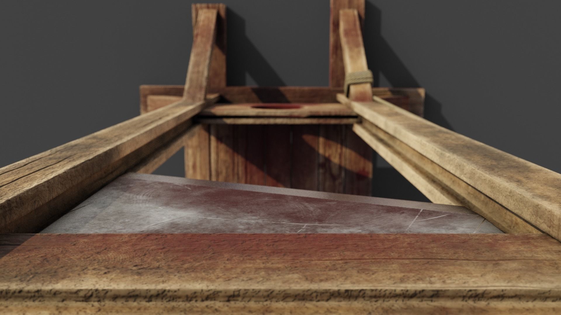 Medieval Guillotine Game Ready PBR Low-poly 3D model_9