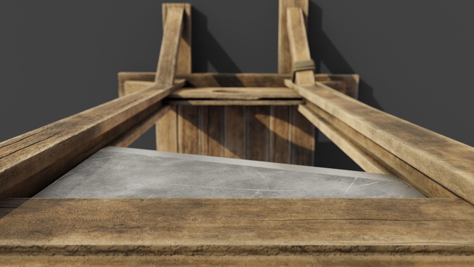 Medieval Guillotine Game Ready PBR Low-poly 3D model_21