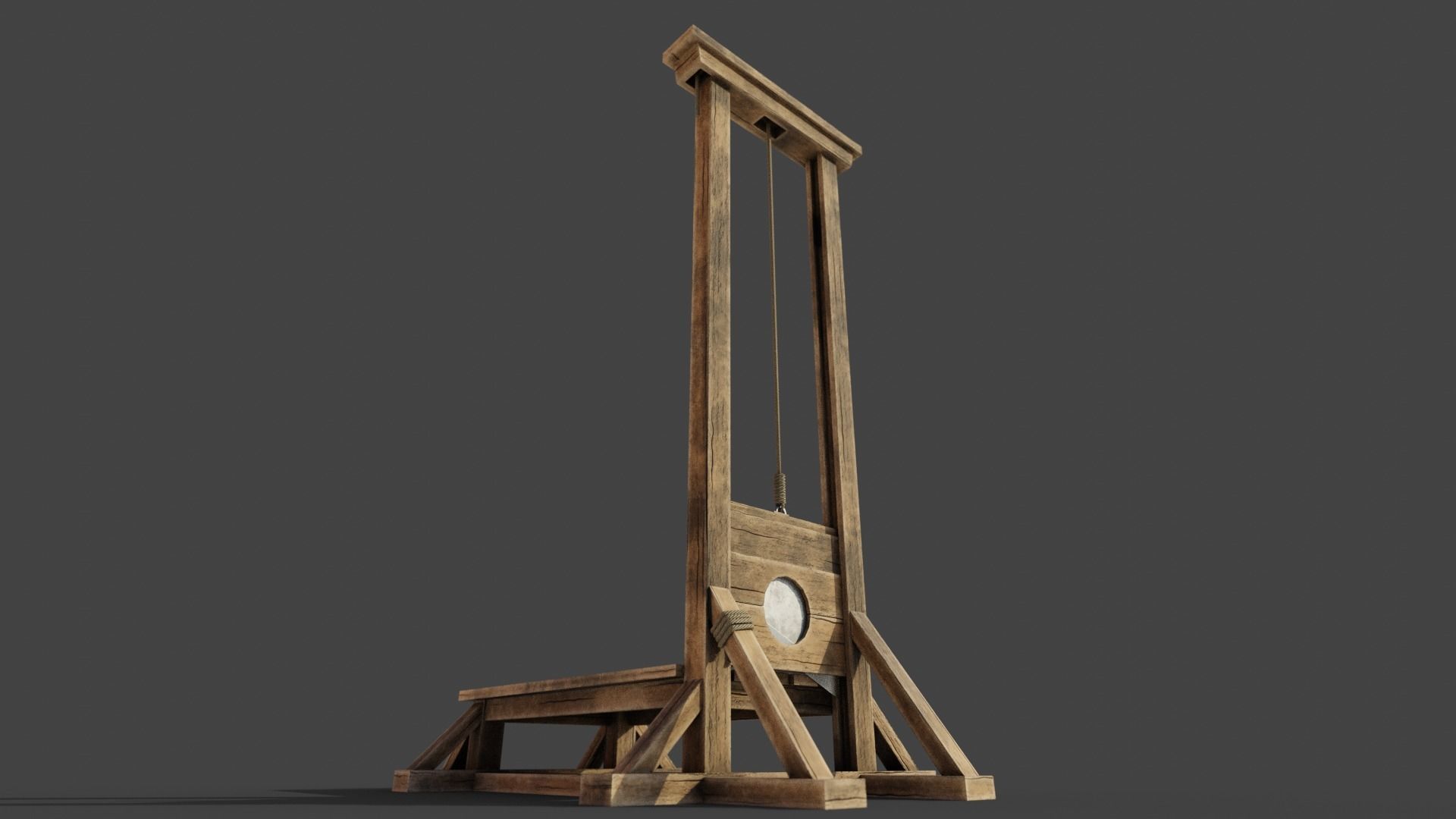 Medieval Guillotine Game Ready PBR Low-poly 3D model_25