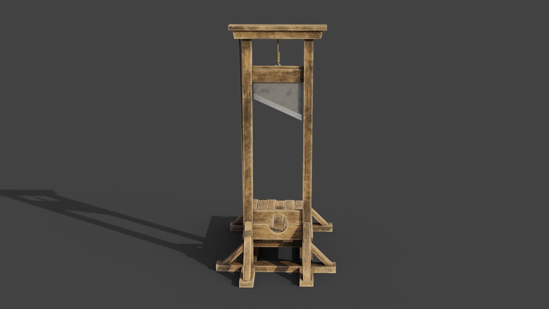 Medieval Guillotine Game Ready PBR Low-poly 3D model_16