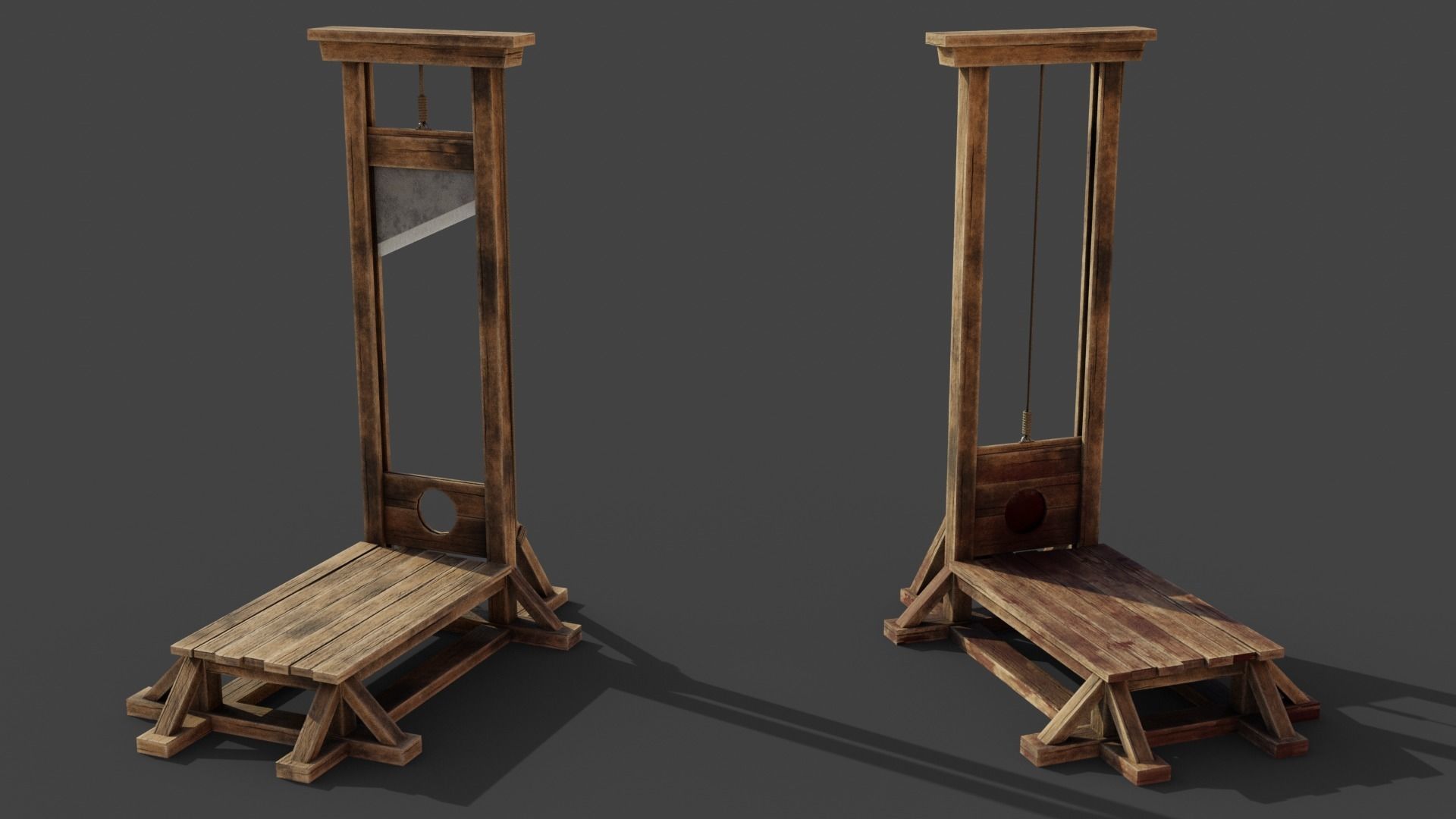 Medieval Guillotine Game Ready PBR Low-poly 3D model_2