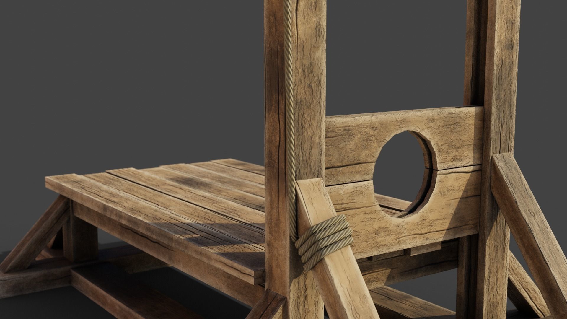 Medieval Guillotine Game Ready PBR Low-poly 3D model_18