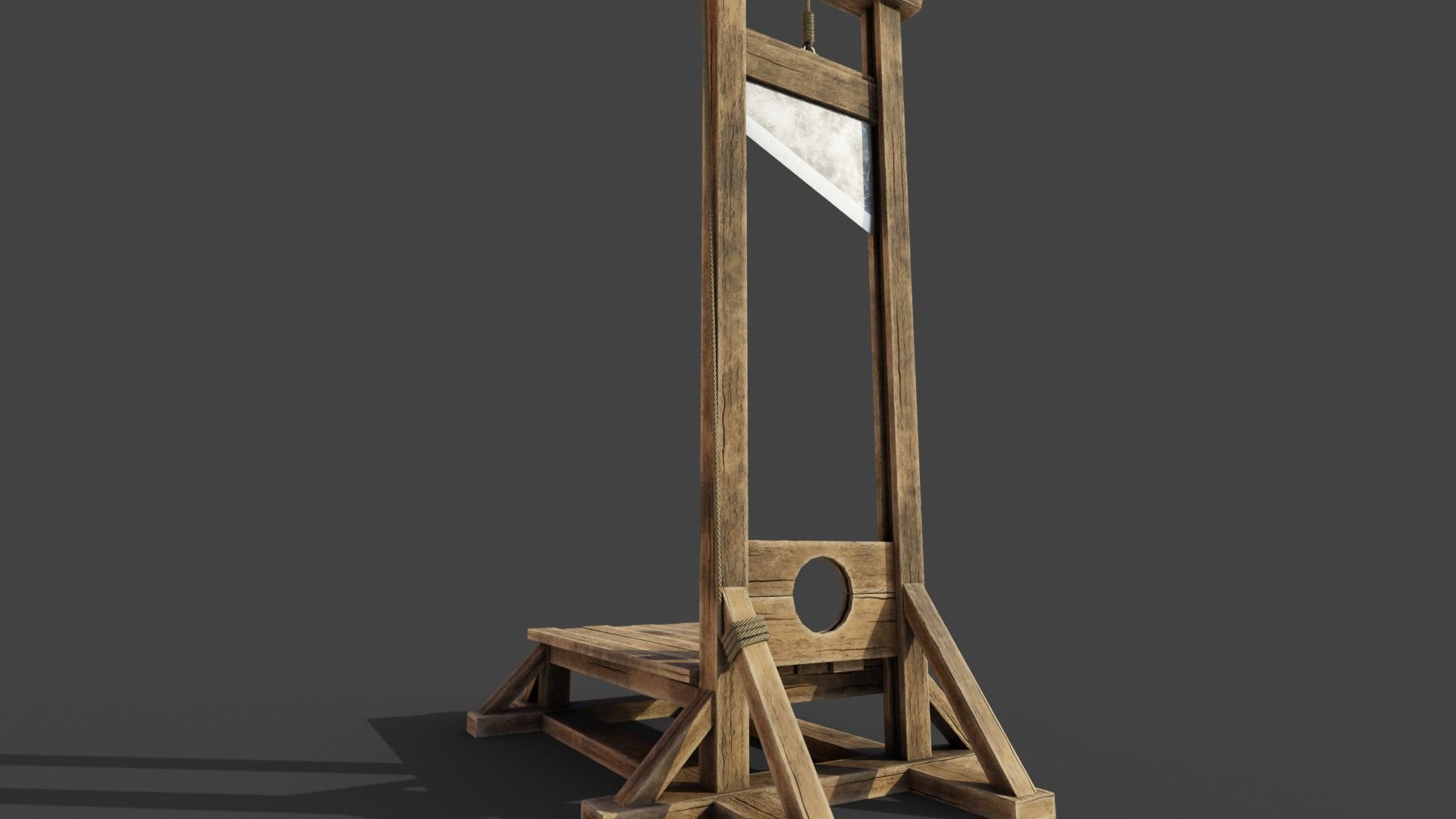 Medieval Guillotine Game Ready PBR Low-poly 3D model_15
