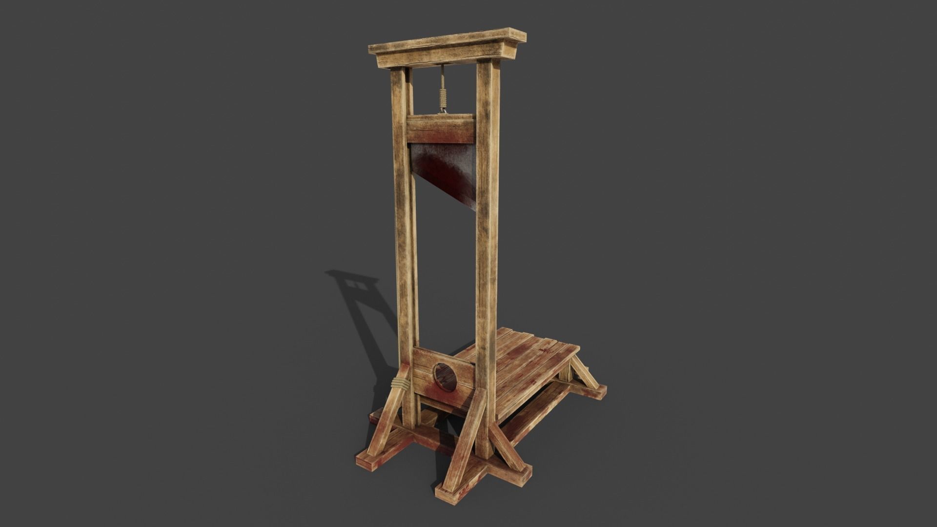 Medieval Guillotine Game Ready PBR Low-poly 3D model_3