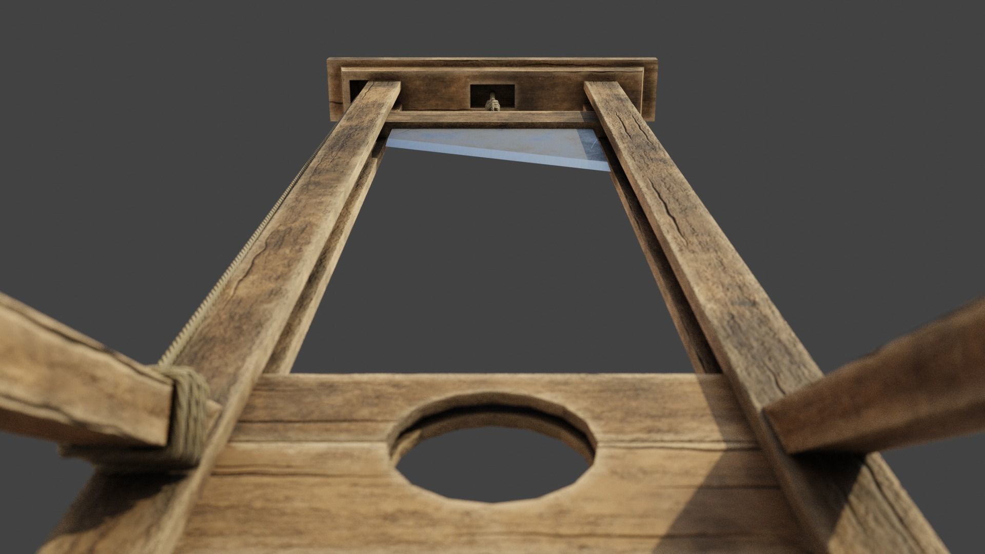 Medieval Guillotine Game Ready PBR Low-poly 3D model_20