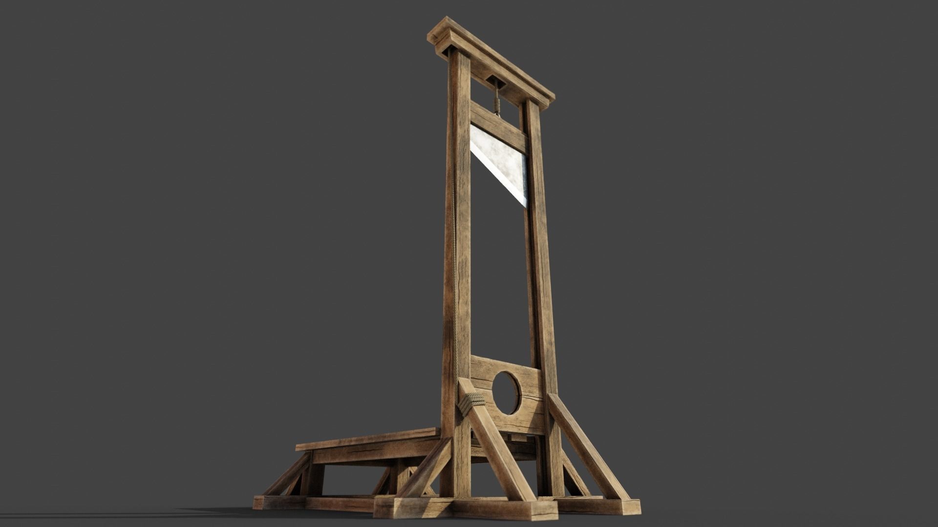 Medieval Guillotine Game Ready PBR Low-poly 3D model_14