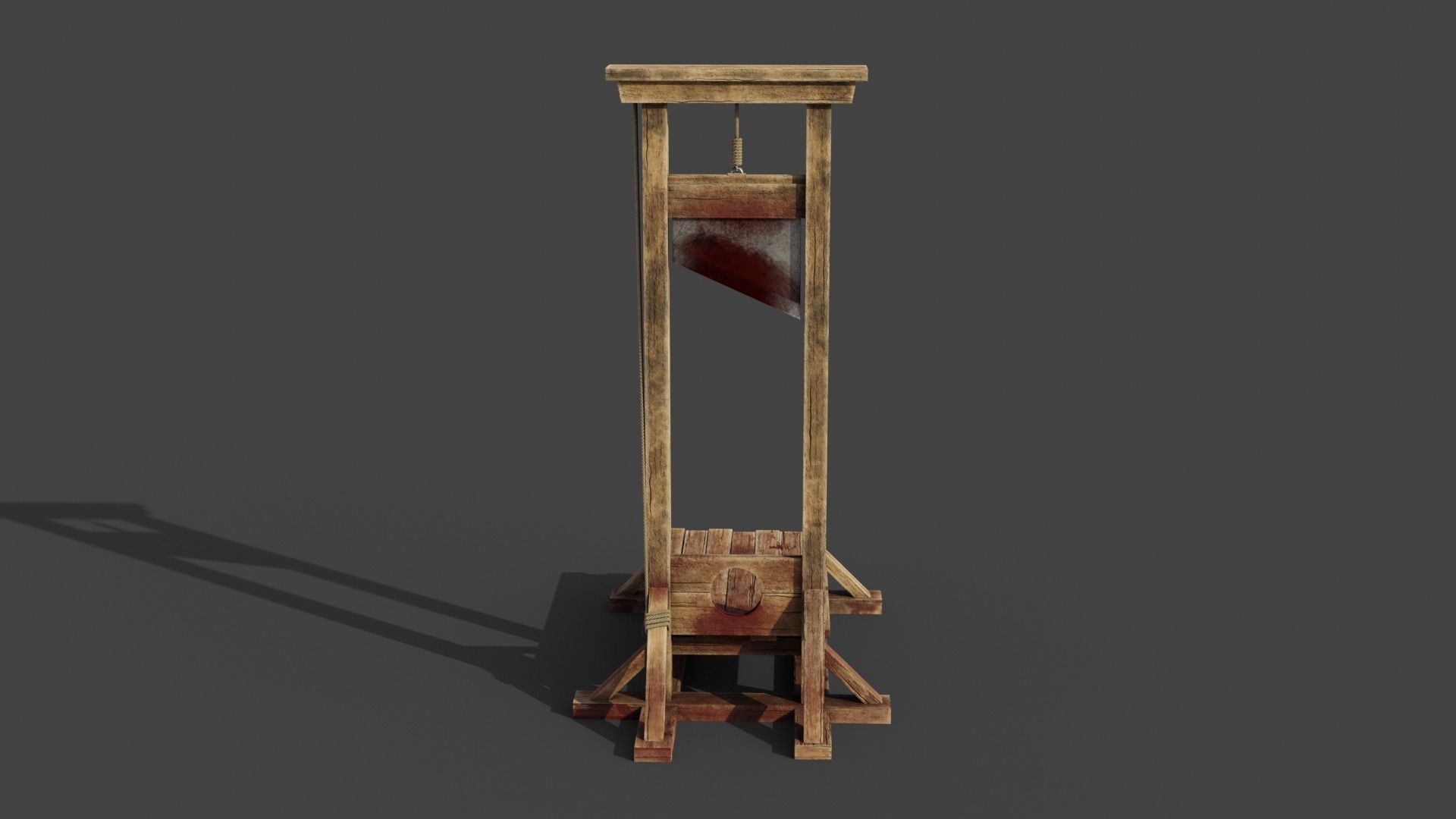 Medieval Guillotine Game Ready PBR Low-poly 3D model_4