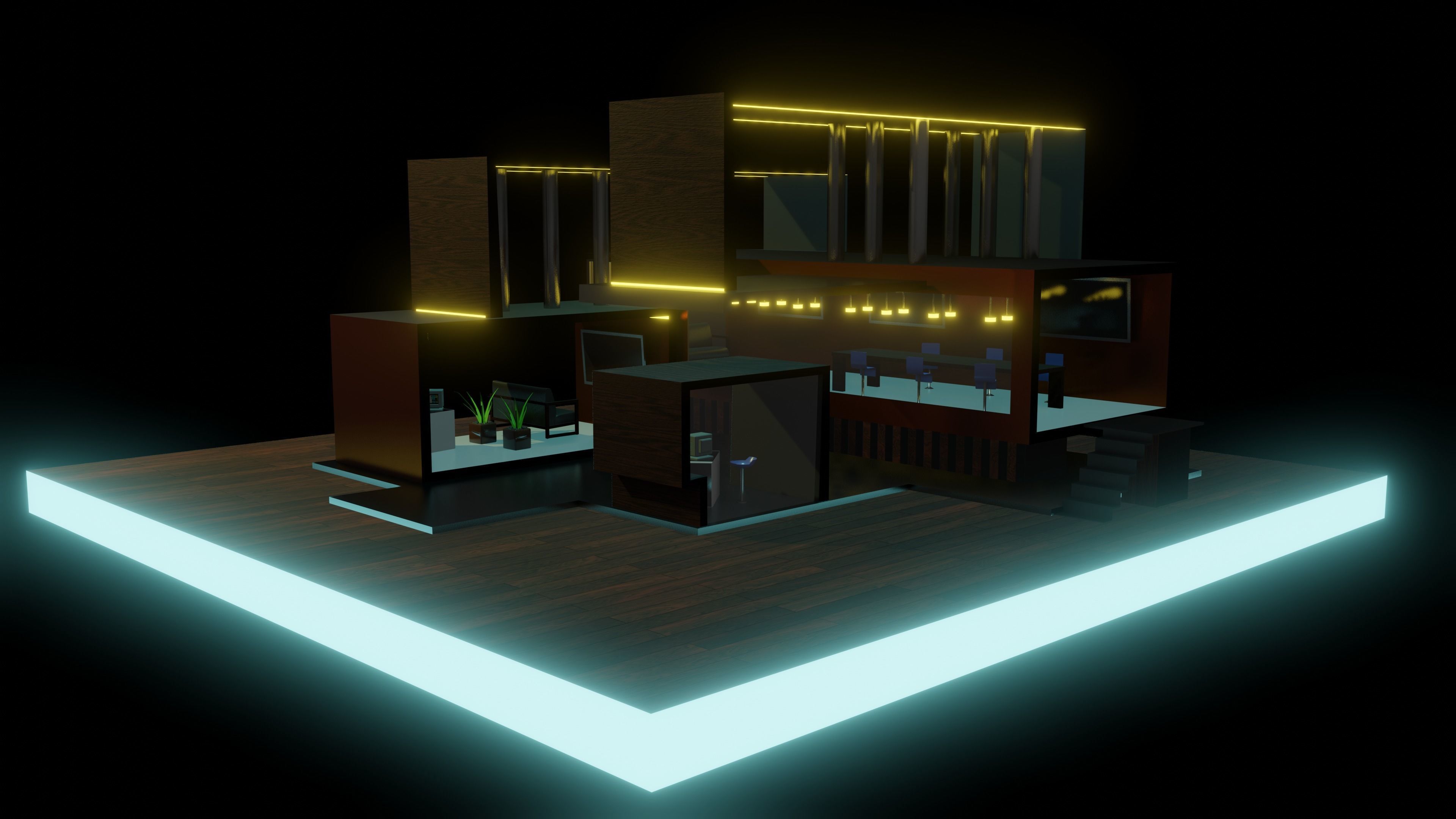 modern house Low-poly 3D model_1