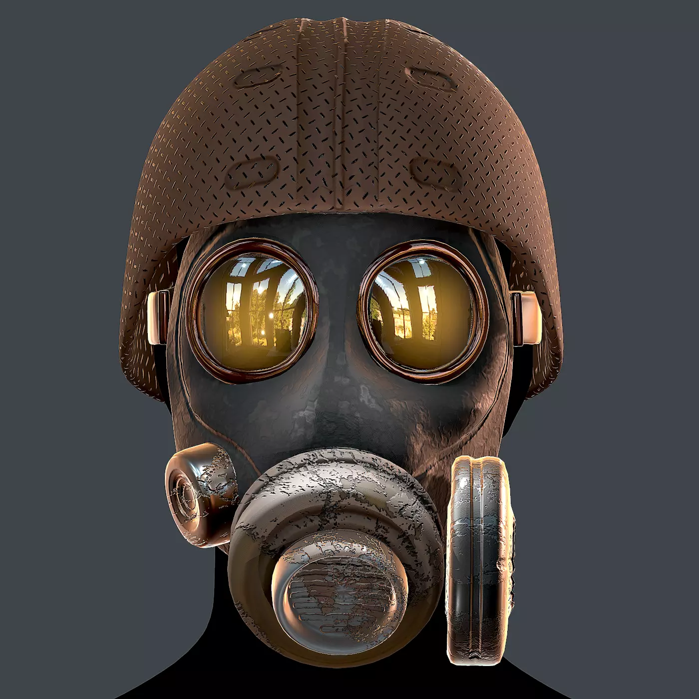 Gas mask helmet 3d model scifi Low-poly Low-poly 3D model_0
