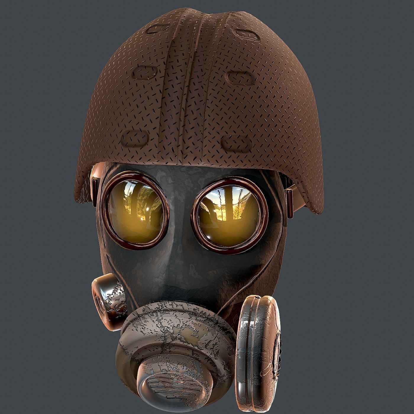 Gas mask helmet 3d model scifi Low-poly Low-poly 3D model_8