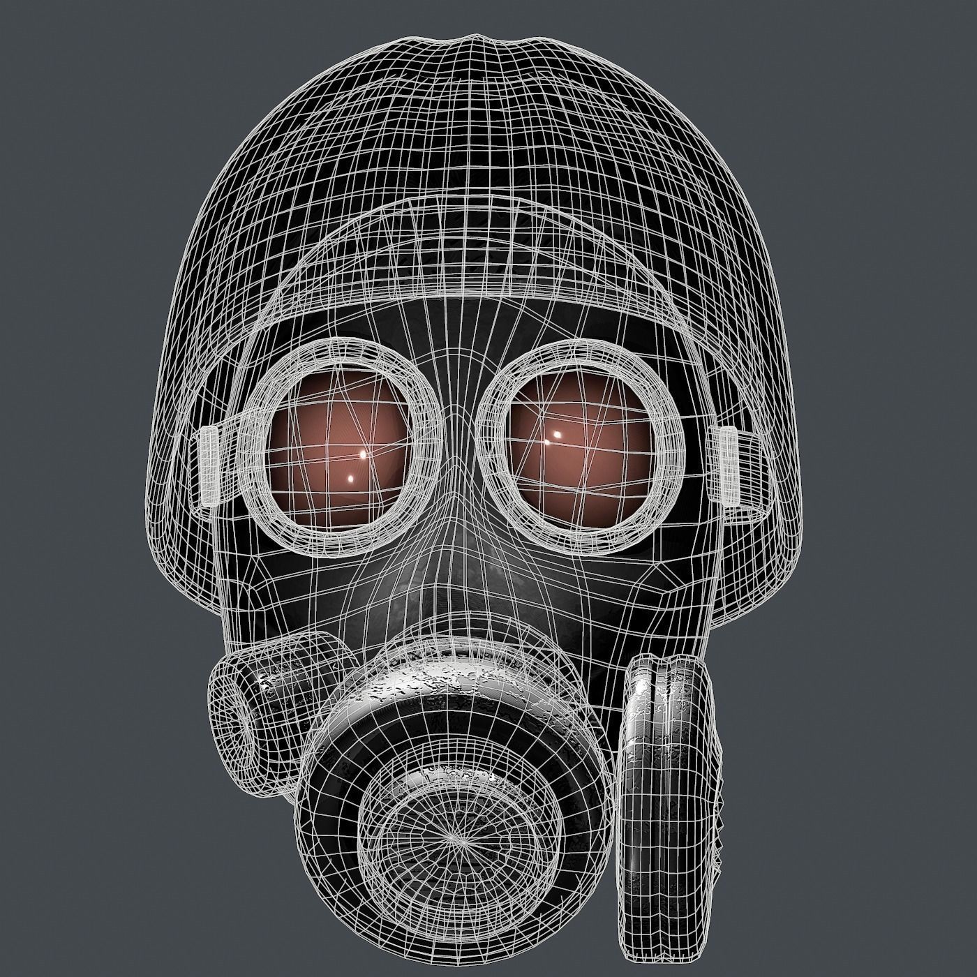 Gas mask helmet 3d model scifi Low-poly Low-poly 3D model_9
