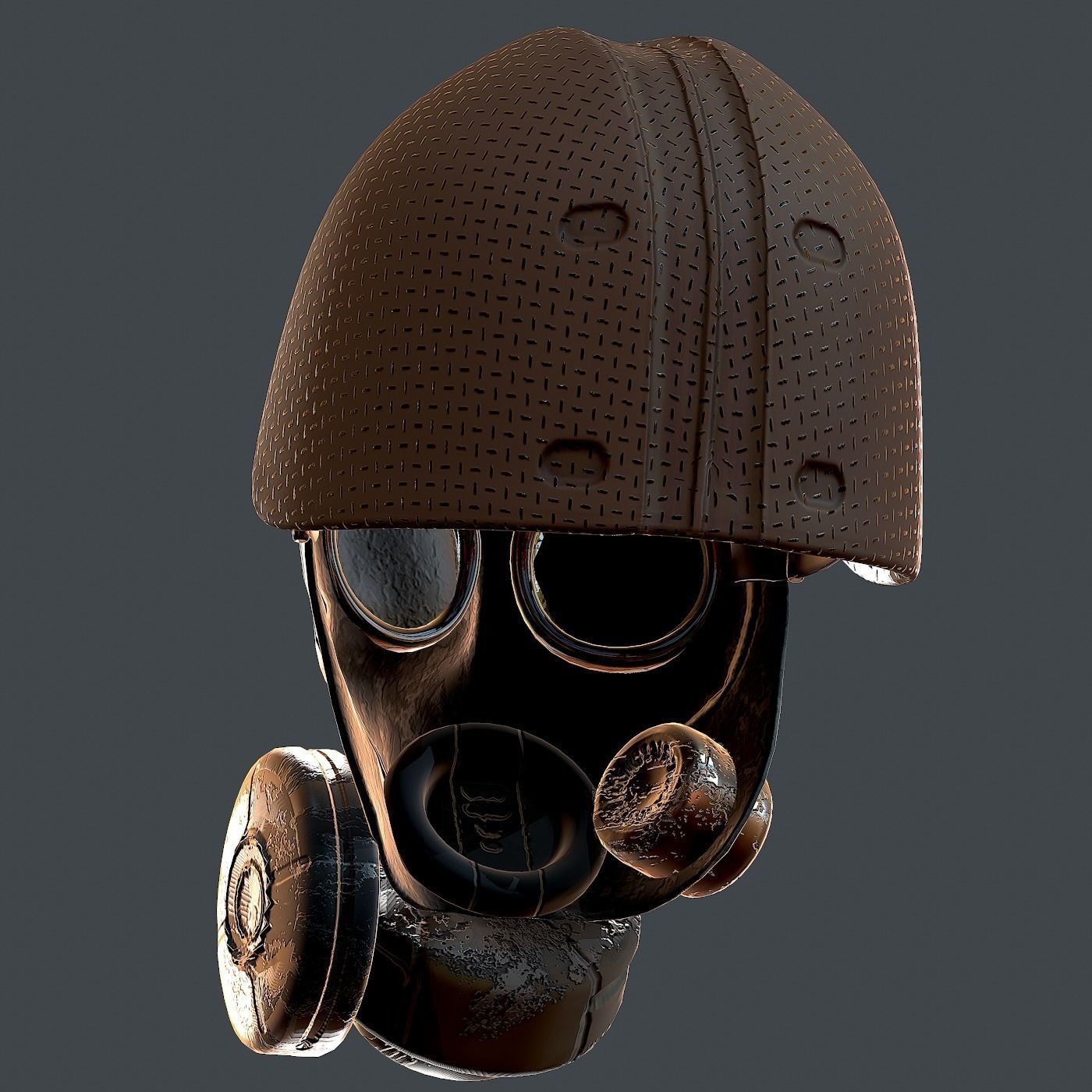 Gas mask helmet 3d model scifi Low-poly Low-poly 3D model_4