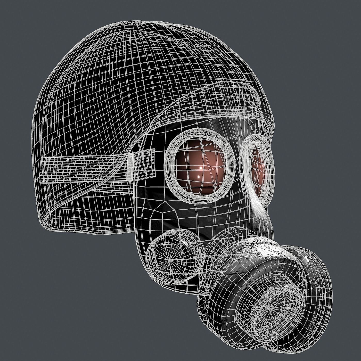 Gas mask helmet 3d model scifi Low-poly Low-poly 3D model_10