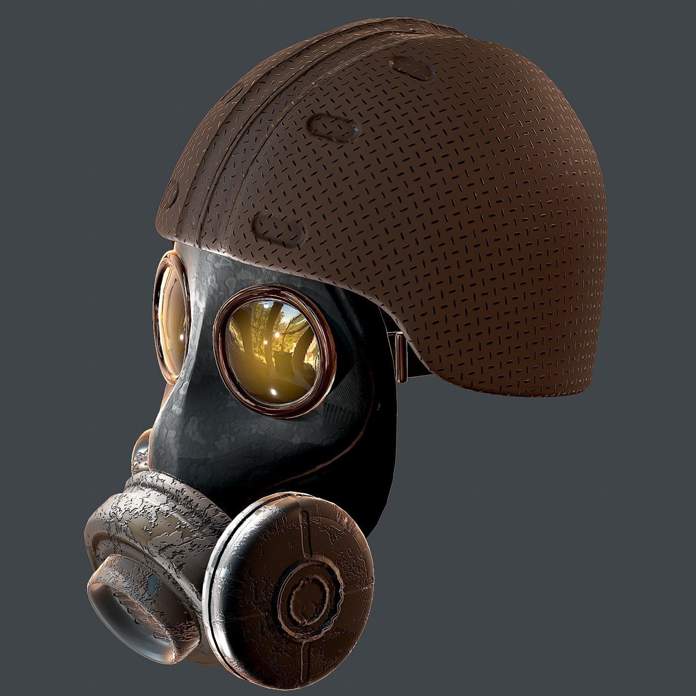 Gas mask helmet 3d model scifi Low-poly Low-poly 3D model_6