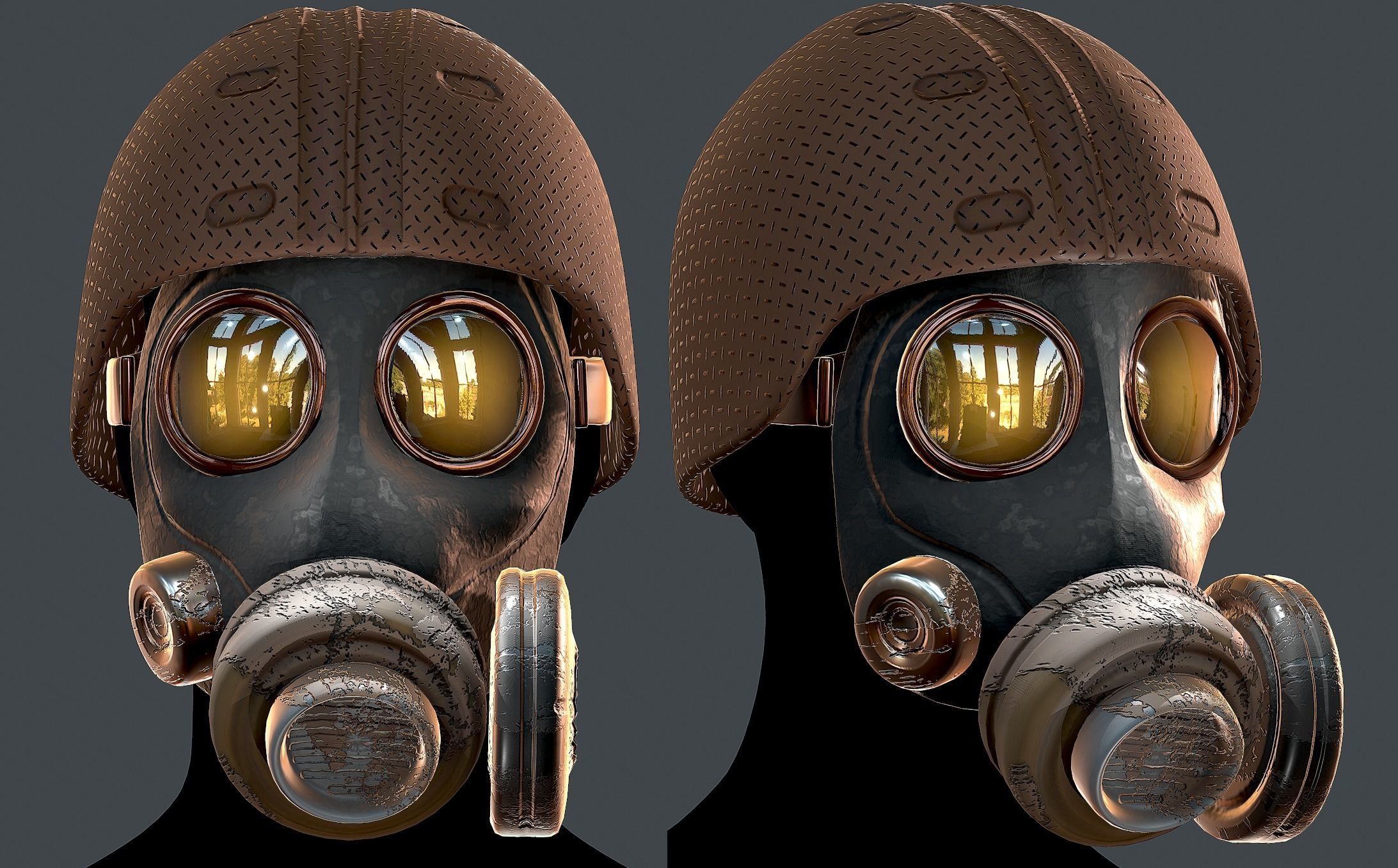 Gas mask helmet 3d model scifi Low-poly Low-poly 3D model_1