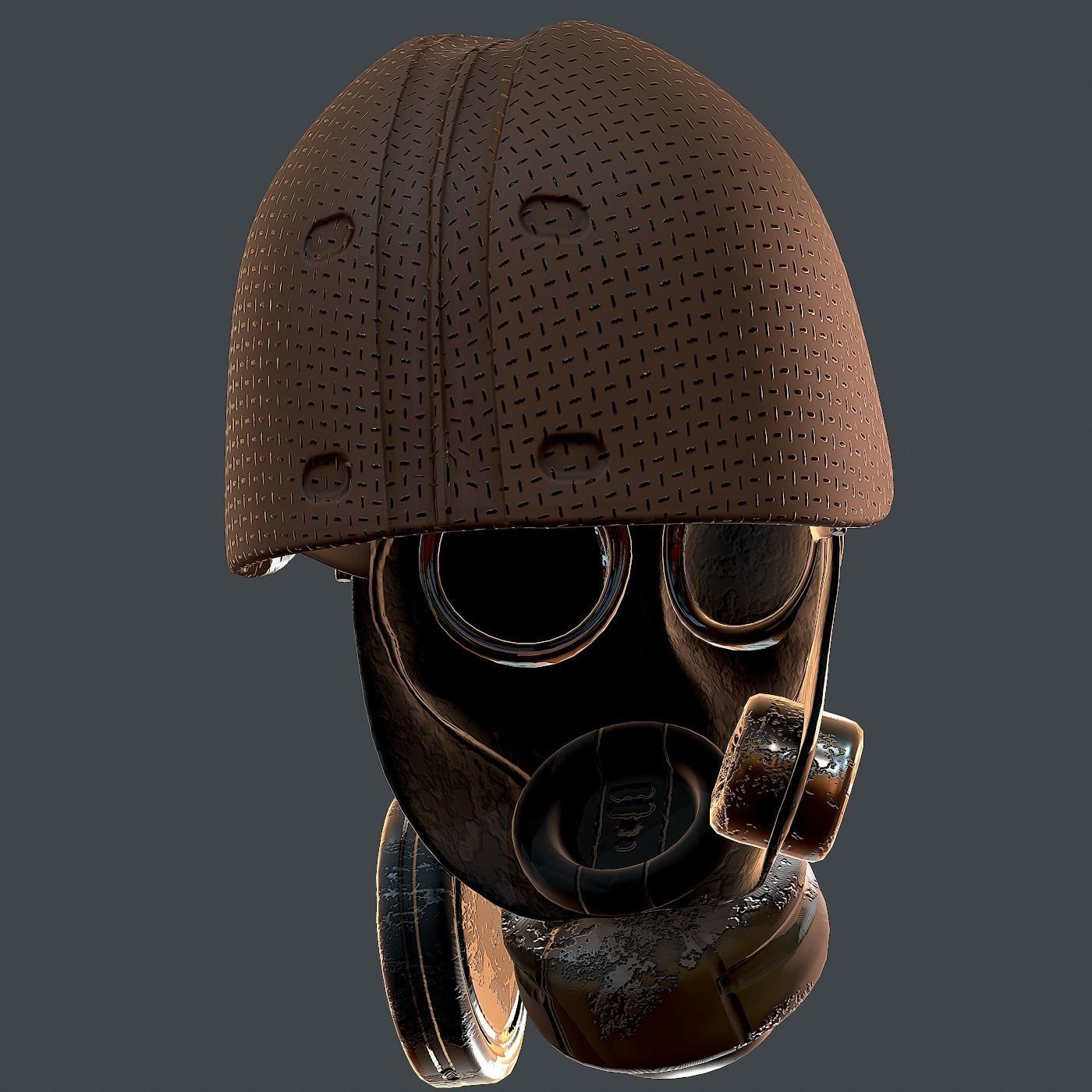Gas mask helmet 3d model scifi Low-poly Low-poly 3D model_3