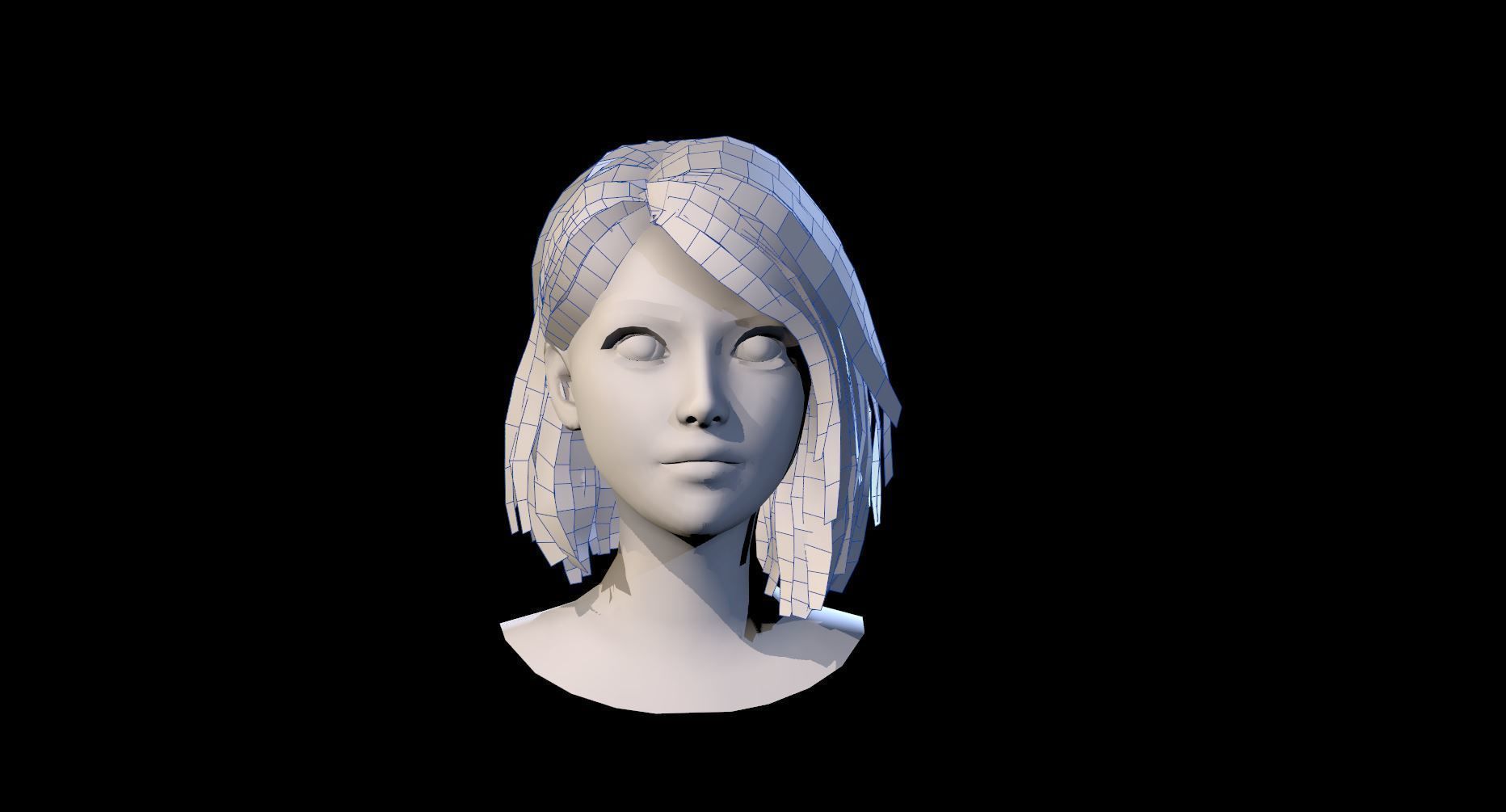 Realtime Female Bob Hairstyle - Game Ready Free low-poly 3D model_7