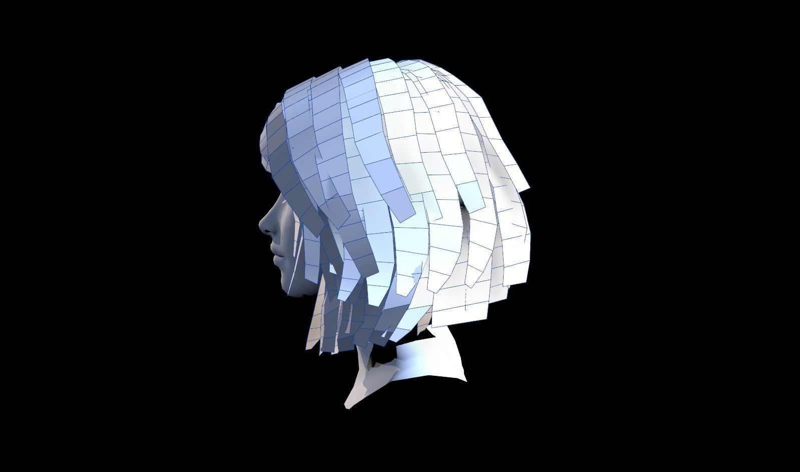 Realtime Female Bob Hairstyle - Game Ready Free low-poly 3D model_8