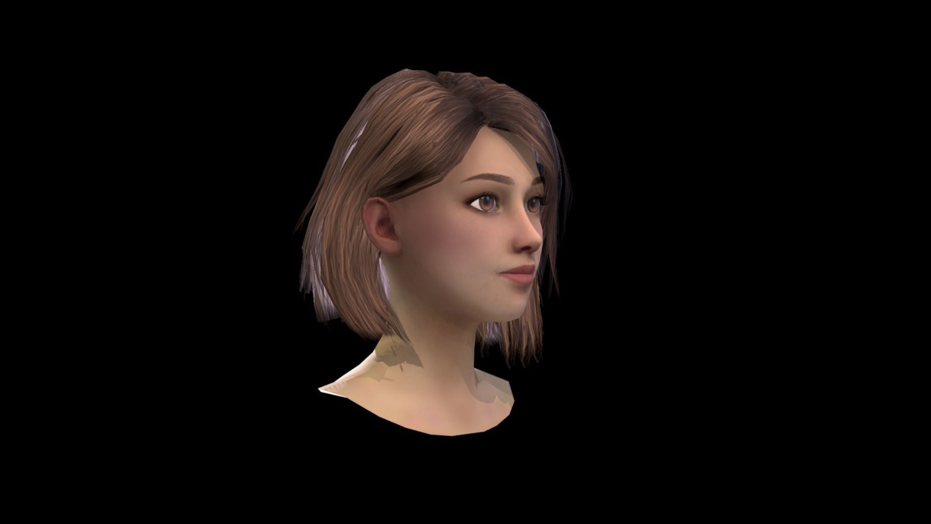 Realtime Female Bob Hairstyle - Game Ready Free low-poly 3D model_2