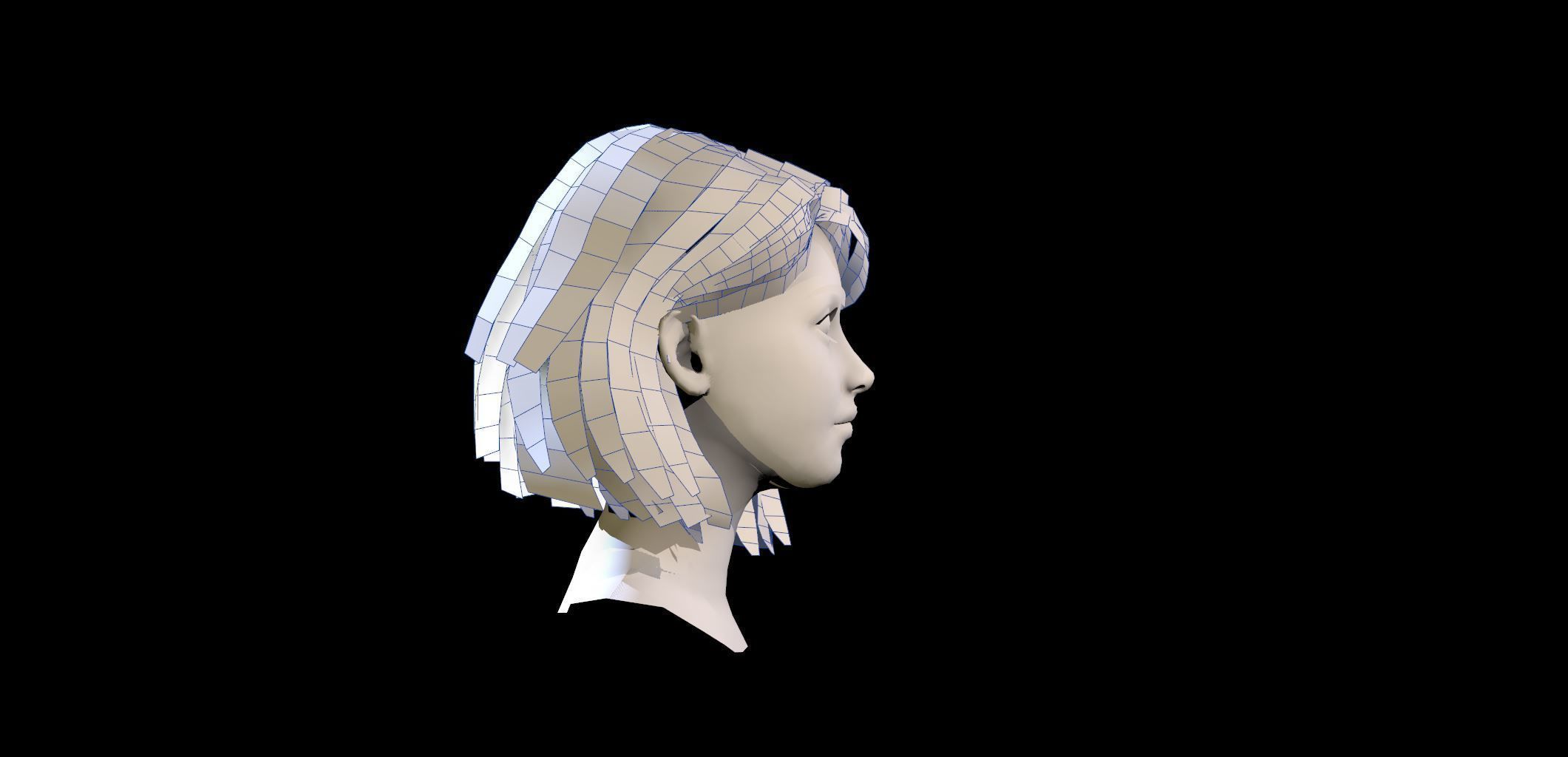 Realtime Female Bob Hairstyle - Game Ready Free low-poly 3D model_6