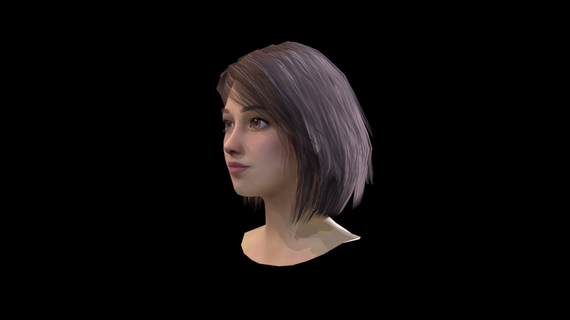 Realtime Female Bob Hairstyle - Game Ready Free low-poly 3D model_4
