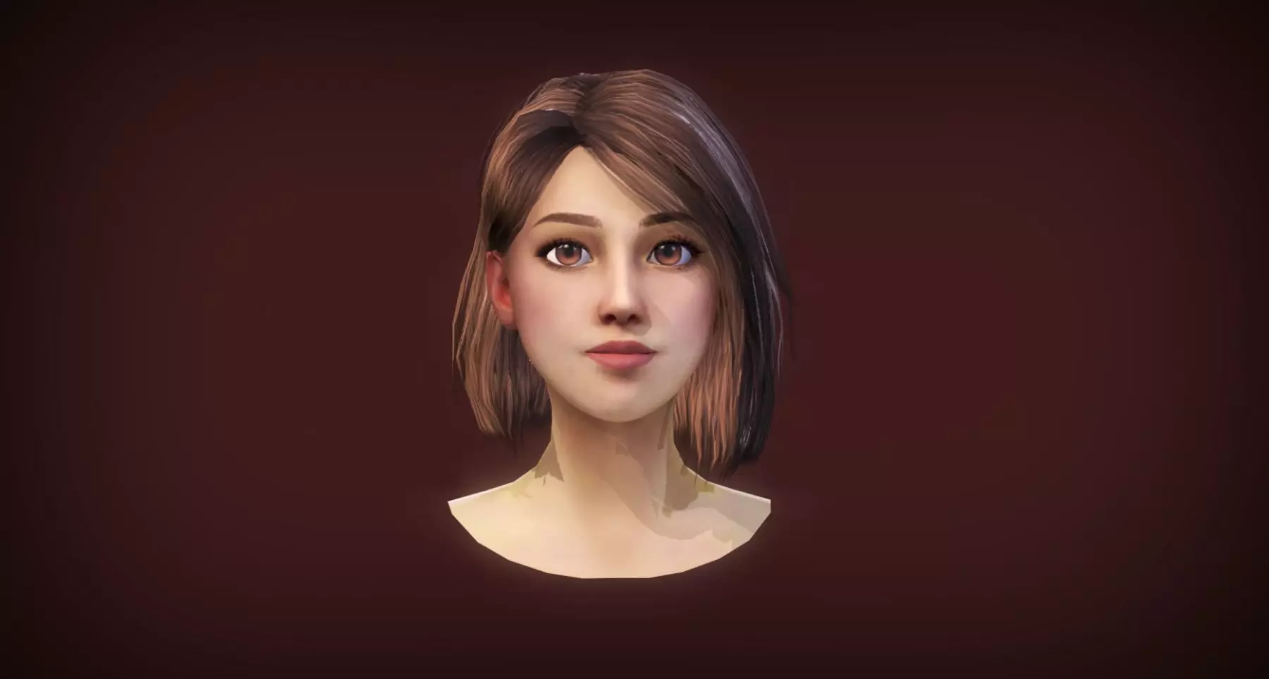 Realtime Female Bob Hairstyle - Game Ready Free low-poly 3D model_0