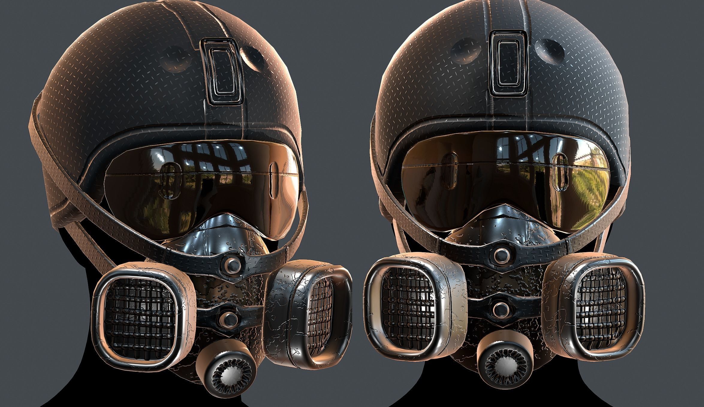 Gas mask helmet 3d model scifi Low-poly Low-poly 3D model_1